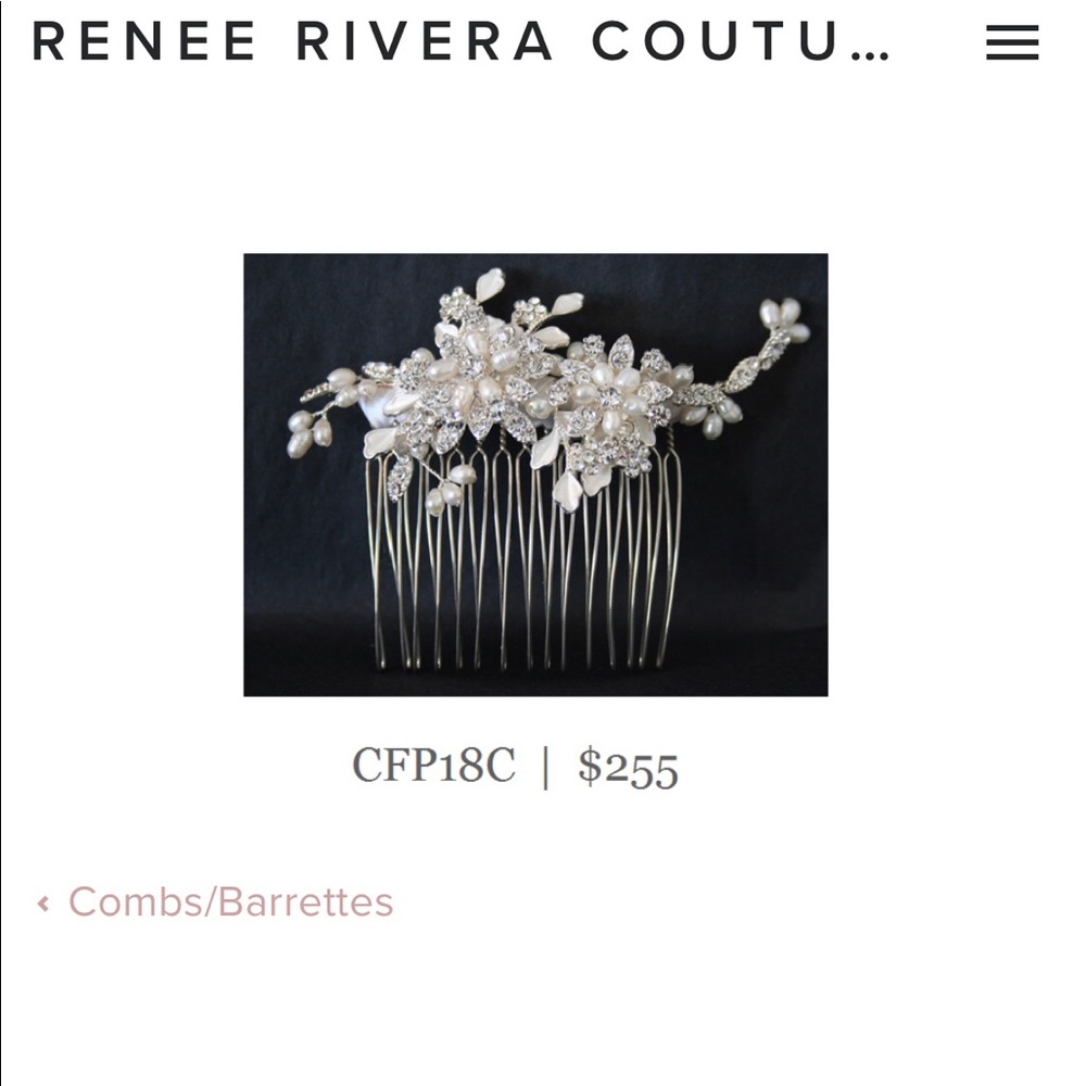 Renee Rivera Couture Crystal Bridal Hair Comb